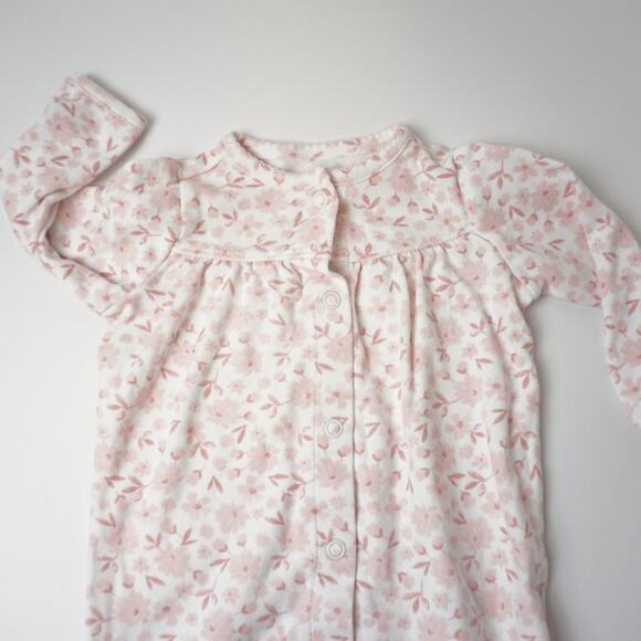 Carter's 2-Piece Convertible Snap Romper & Hat Set White Pink Floral Print (6m) - Picture 2 of 7
